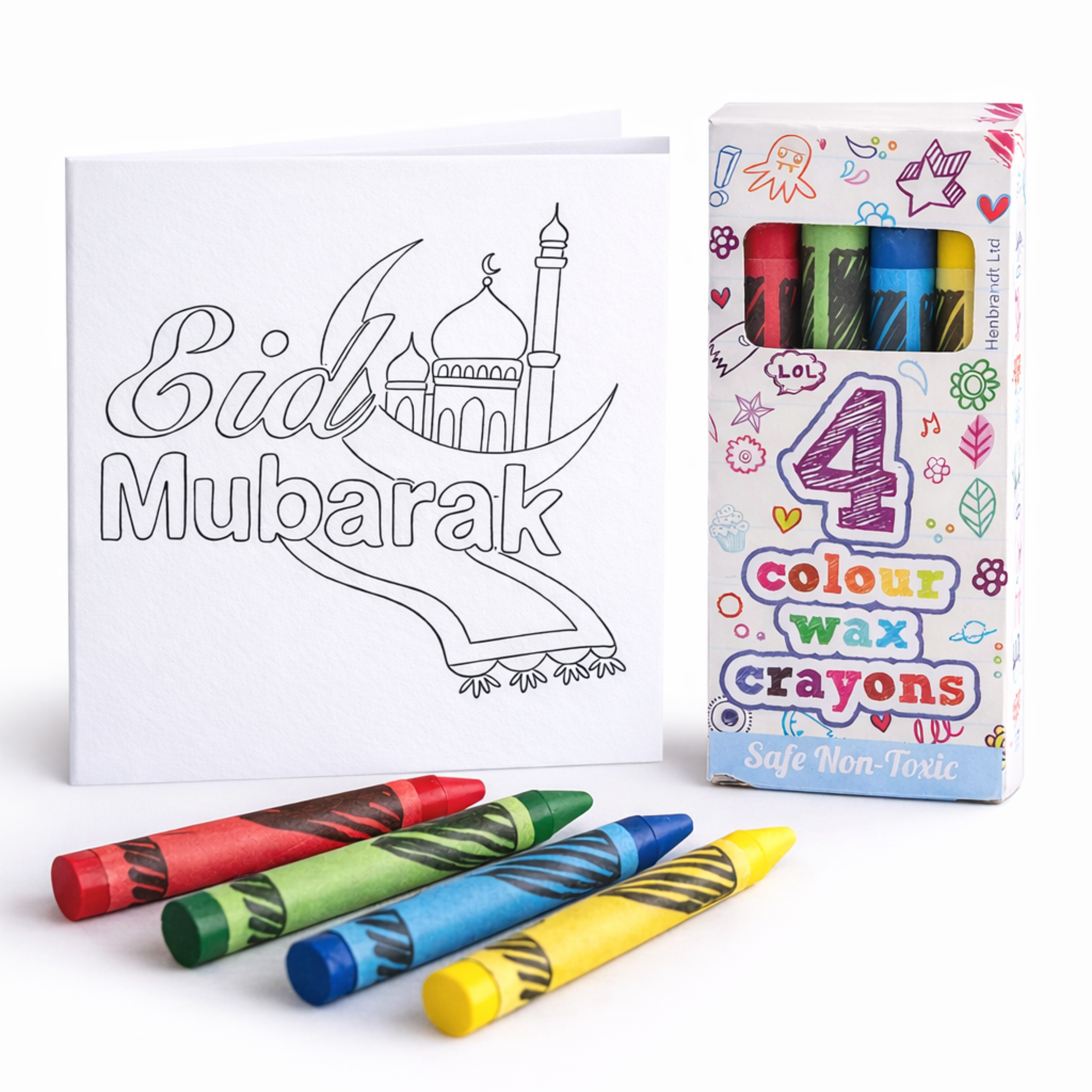 'Eid Mubarak' Colouring Card + Crayon Set